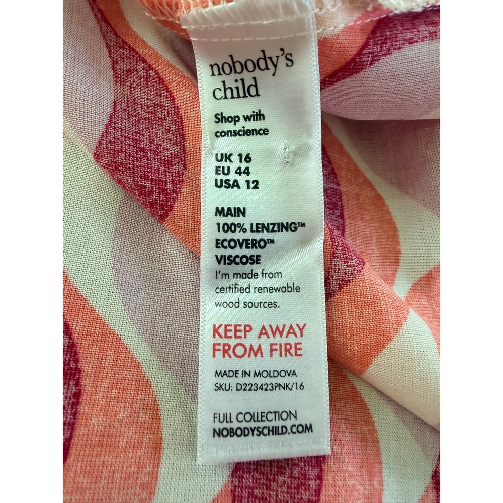 Nobody's Child Alexa Midi Dress Retro Wavy Print Pink Orange Size 16 (UK)/12 US - Picture 12 of 15